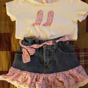 Child western blue jean skirt